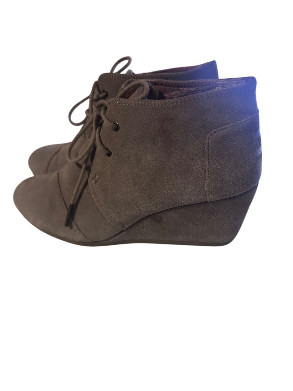 Toms Kala on Desert wedge bootie tan lace up suede wedge size 9